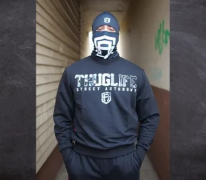 Męskie Street Autonomy Bluzy>BLUZA BEZ KAPTURA THUG BLACK 2024