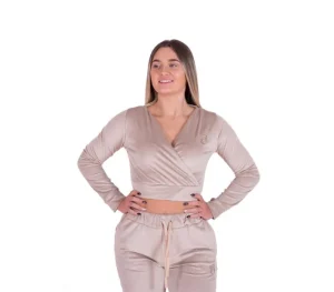 Damskie Street Autonomy Bluzy>BLUZA DAMSKA VELOURS BEIGE 2023